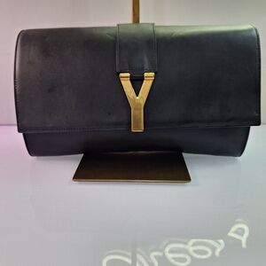 Yves Saint Laurent Black Clutch with Gold Accent